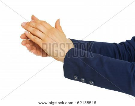 Closeup On Business Woman Clapping