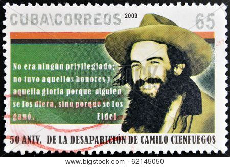 CUBA -CIRCA 1969: A stamp printed in Cuba shows portrait Camilo Cienfuegos circa 1969