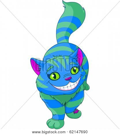 Illustration of walking Cheshire Cat 