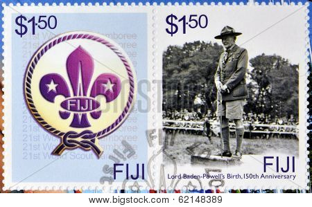 A stamp printed in Fiji dedicated to Lord Baden Powell