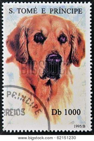 A stamp printed in Sao Tome shows a dog