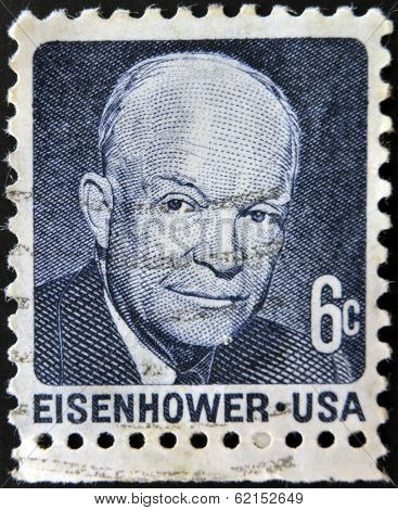stamp shows Dwight David Eisenhower President of US 1953-61
