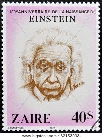 A stamp printed in Zaire shows Albert Einstein