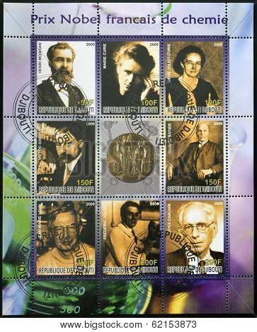 Collection stamp shows French Nobel chemistry prize