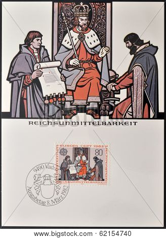 A stamp printed in Liechtenstein shows imperial immediacy