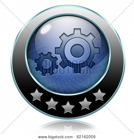 Demo download button or icon for free trial demonstrationsettings Cogwheel gear mechanism vector change or reset setting icon 