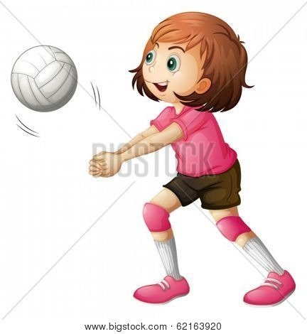 Illustration of a young volleyball player on a white background