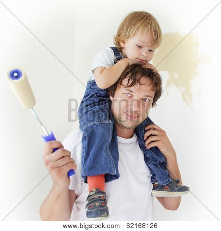 father and son paint room