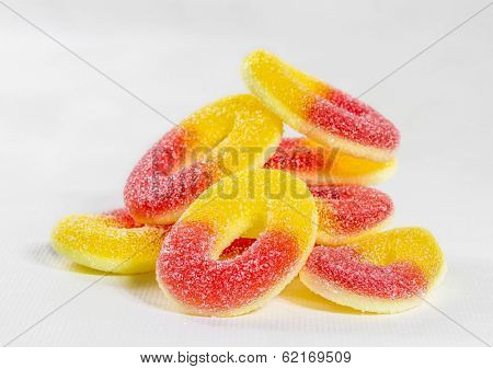 gummy candy with sugar closeup 