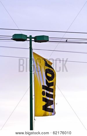 Flag On Bridge For Photokina Event In Cologne