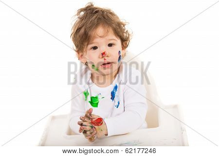 Messy Boy Sitting In Chair
