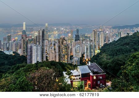 Victoria harbour at night in Hong Kong