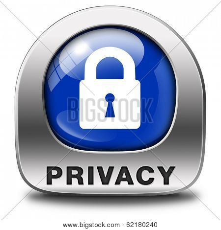 privacy button or icon protection of personal online data or confidential information, password protected info