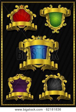 Collection of Luxury Golden Labels with black Background