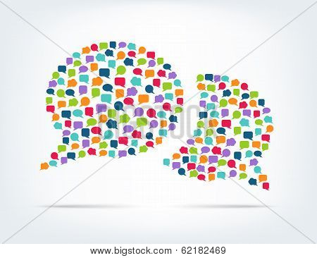 Vector thought and speech bubbles formed from colorful bubbles