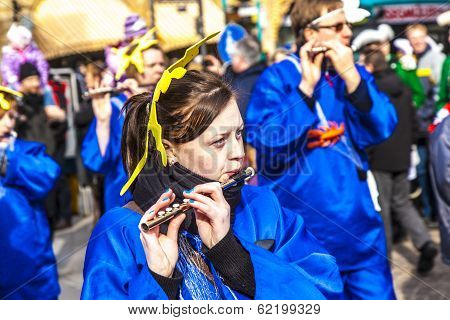 Carnival People Move To The Roemer With Music To Enter The Town Hall