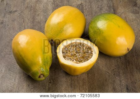 passion fruit on wood