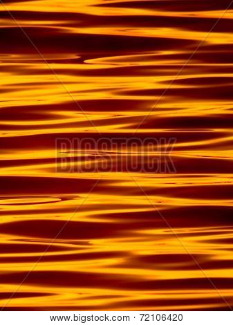 Wavelets on the surface of sunset lake