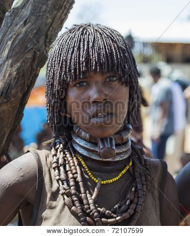 Hamar Woman Seller At Village Market.