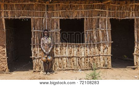 Hamar Woman At Village Market.