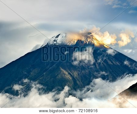 Eruption Of A Volcano Tungurahua, Cordillera Occidental Of The Andes Of Central Ecuador