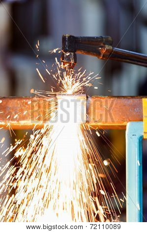 Worker Adjest Acetylene Torch