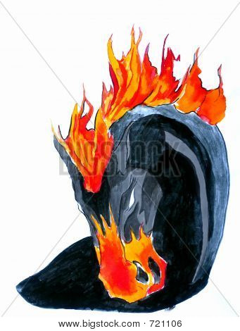 schwarz und Fire horse
