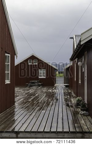 Traditional Red Rorbu Fishing Hut