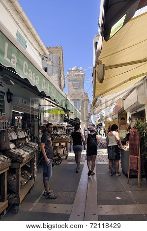 Walk Through A Pedestrian Shopping Street