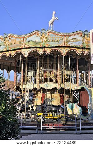 Carousel With Wooden Horses