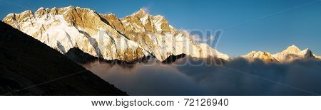 Evening View Of Lhotse, Makalu And Nuptse