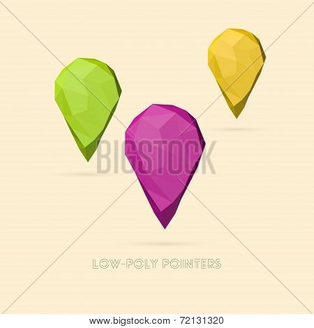 Low Poly Set Of Map Pointers