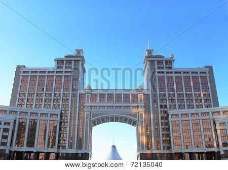 Panorama Of Office Buildings In The Center Of Astana. Kazakhstan.