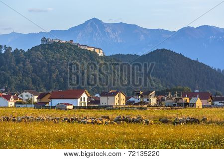 Rasnov Fortress And Bucegi Mountains, Romania