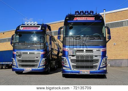 Two New Volvo FH TankTrucks By A Warehouse