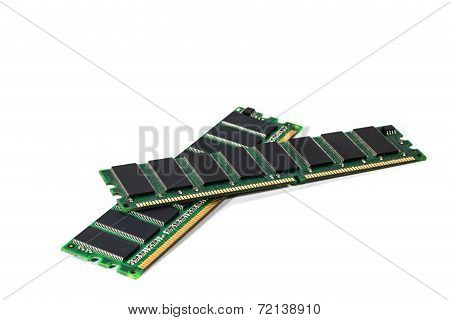 A Shot Of Two Ddr Ram Sticks Isolated On White