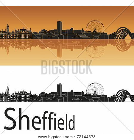 Sheffield Skyline In Orange Background