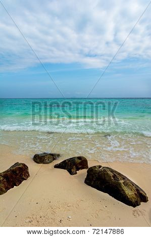 Blue sky and white sand at Bamboo Island, Thailand