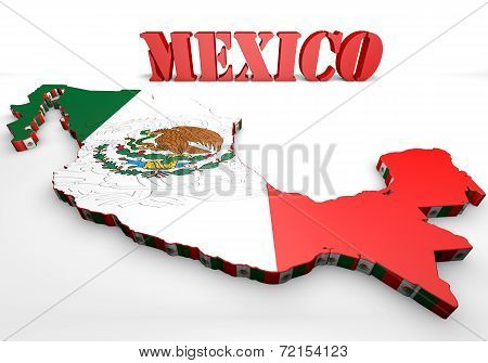 Map Illustration Of Mexico With Flag