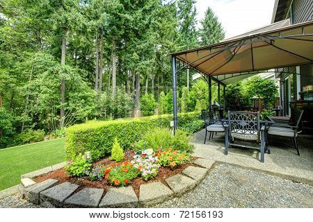 Patio With Gazebo And Beautiful Landscape