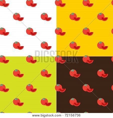 Vector Flat Tomatos Seamless Pattern