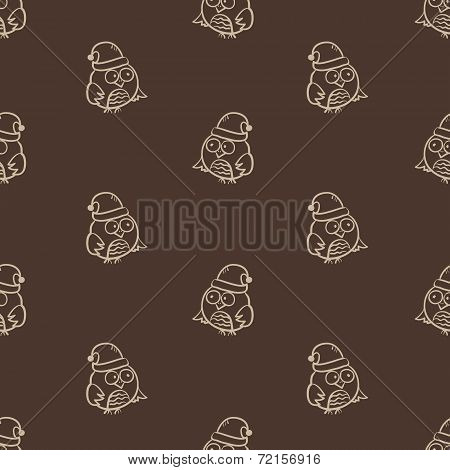 Vector Seamless Owl Pattern