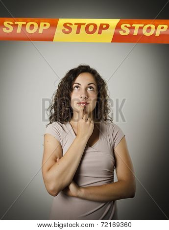 Girl And Stop Line.
