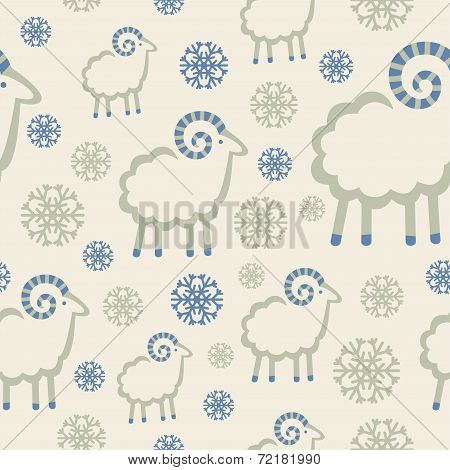 Winter Pattern With Snowflakes And Rams