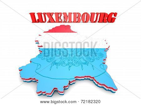 Map Illustration Of Luxembourg With Flag