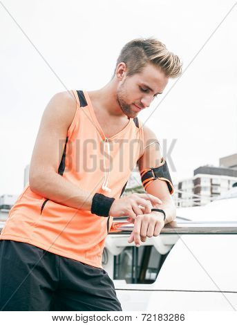 young handsome guy enjoying a morning run