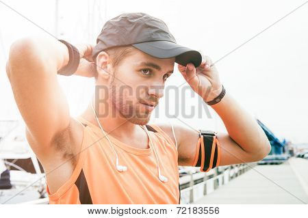 young handsome guy enjoying a morning run