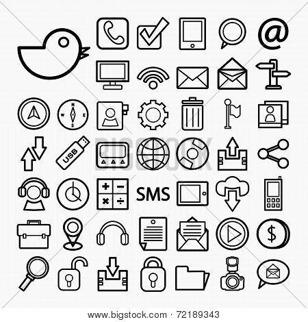 Communication And Transportaion Icon Set