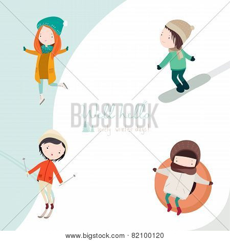 Winter activities vector set