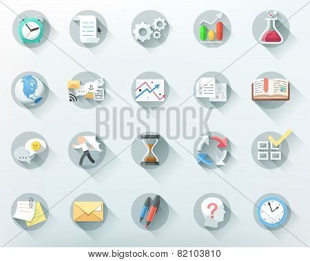Set of 20 flat bussiness icons. Vector.
